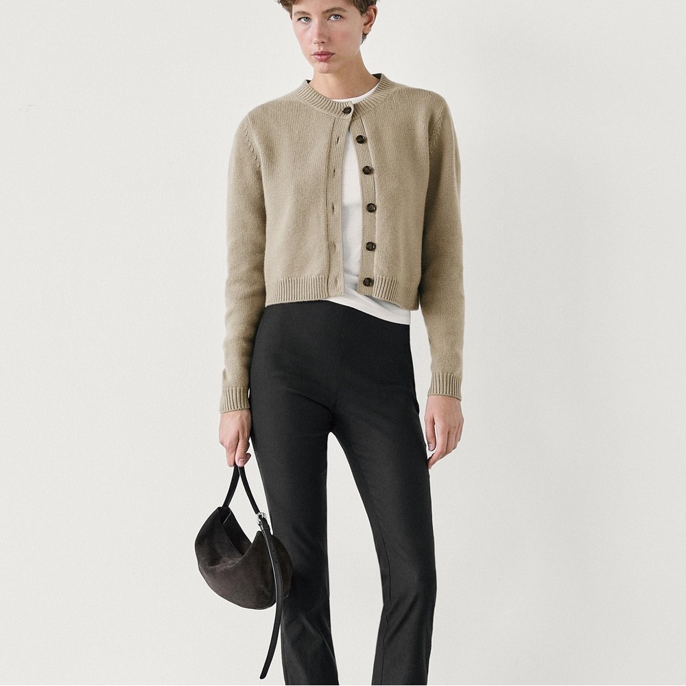 MASSIMO DUTTI WOOL CROPPED CARDIGAN